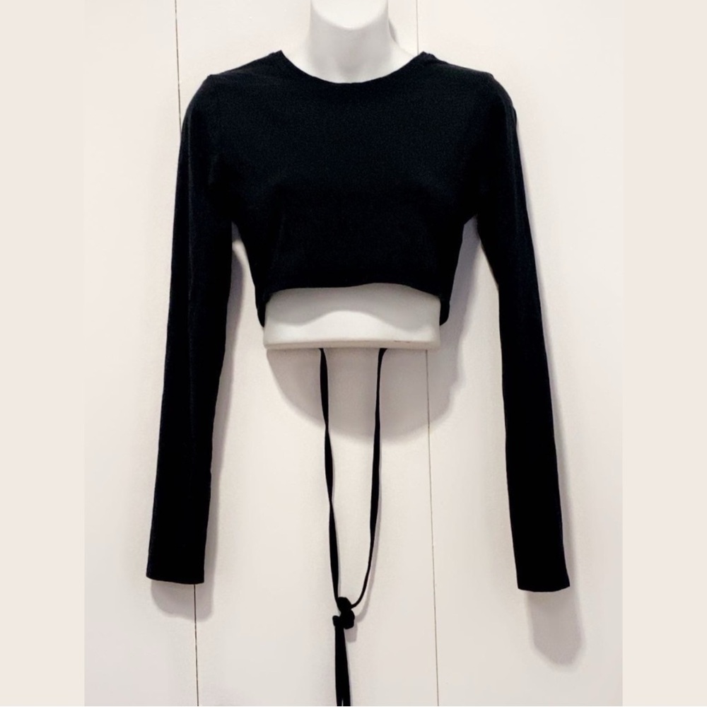 Chic Black Long Sleeve Crop Top